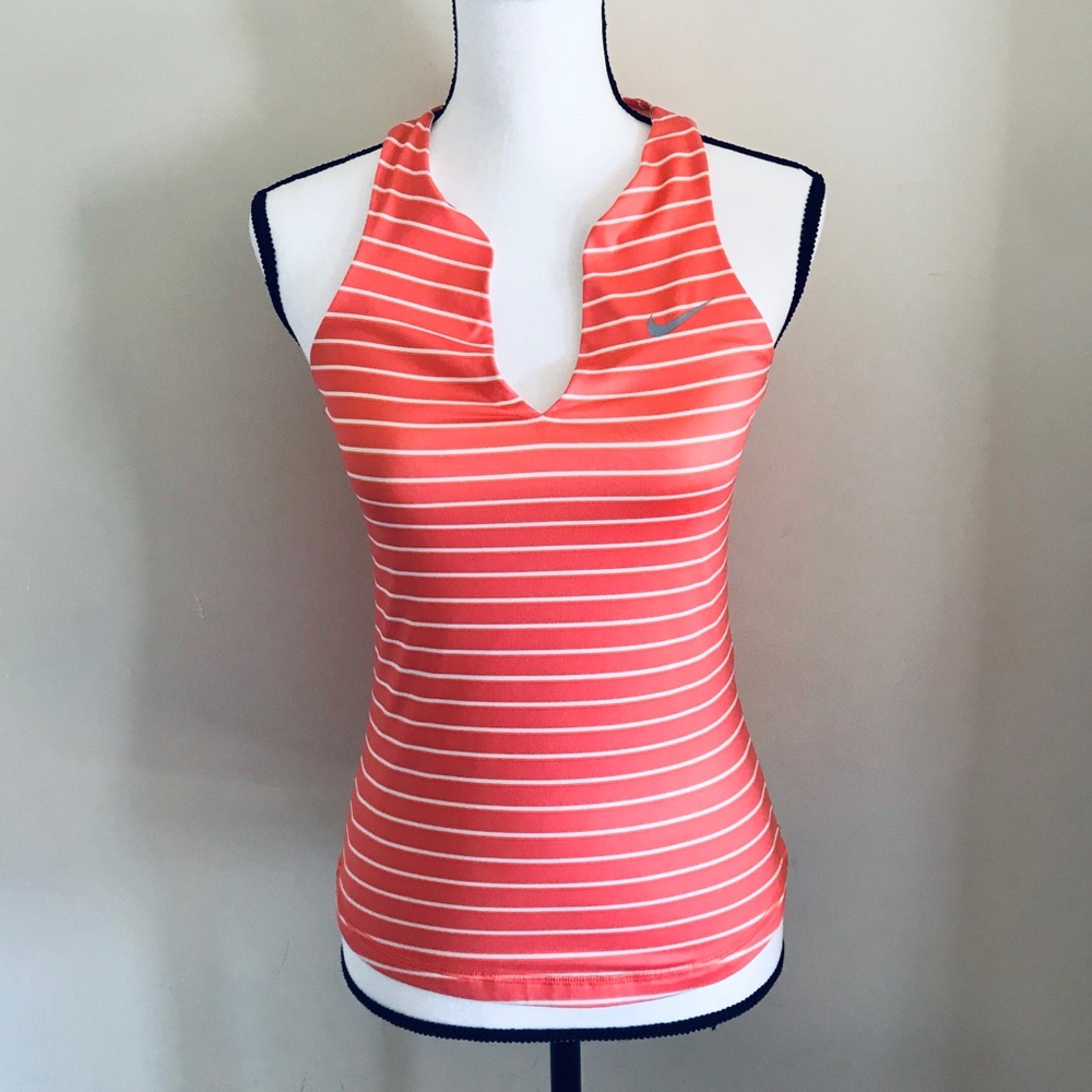 Nike Dri-FIT Orange & White Striped Tank Top